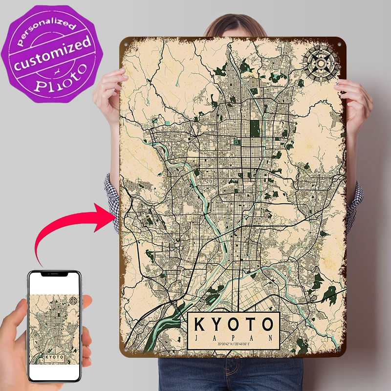 Retro Gaming Japan - Kyoto Stadtplan Japan Vintage Poster Retro