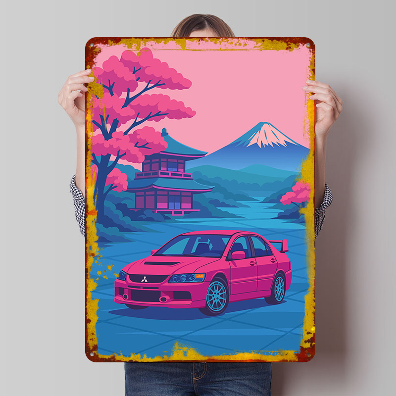 Retro Gaming Japan - Japanisches Auto Evo in Japan Blechposter