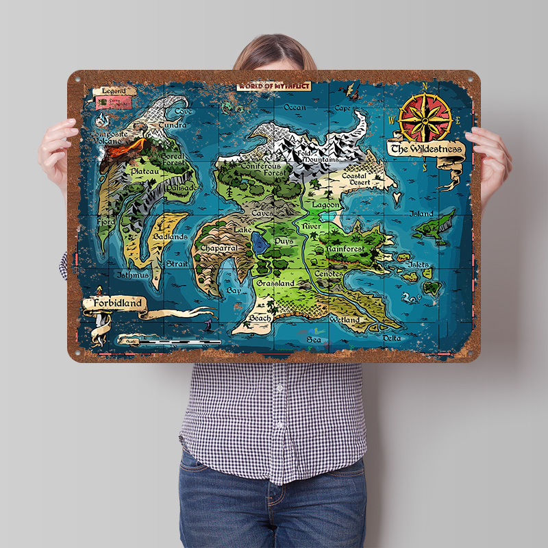 World Of Retro Gaming - World of Mythflict Fantasy-Karte, gedrucktes Poster,