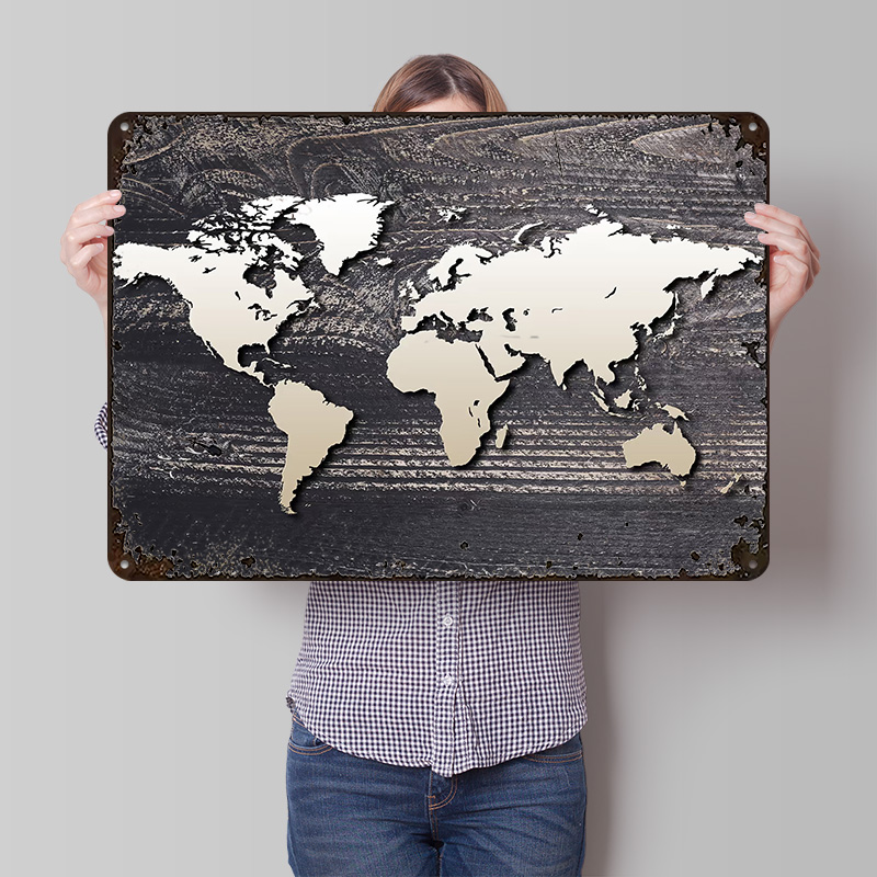 World Of Retro Gaming - Weltkarte 4 Metallposter Individuelle Wandkunst Retro