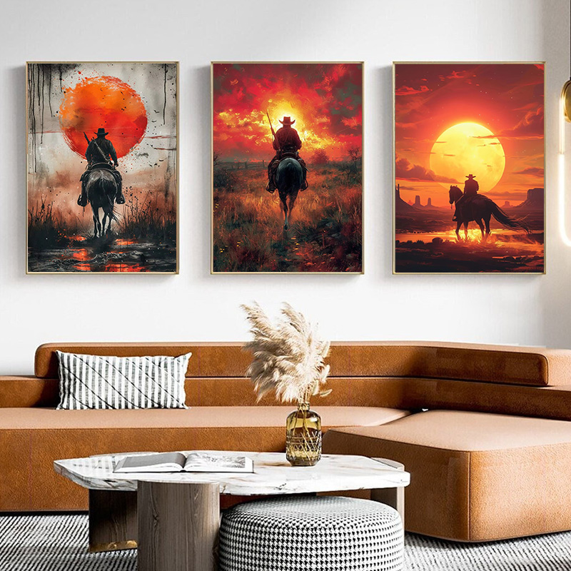 Retro Poster Gaming - Klassisches Retro-Spiel, Cowboy-Charakter, Red Dead Redemption