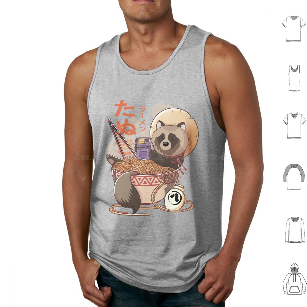 Retro Gaming Japan - Tanuki Ramen Tank Tops Print Baumwolle