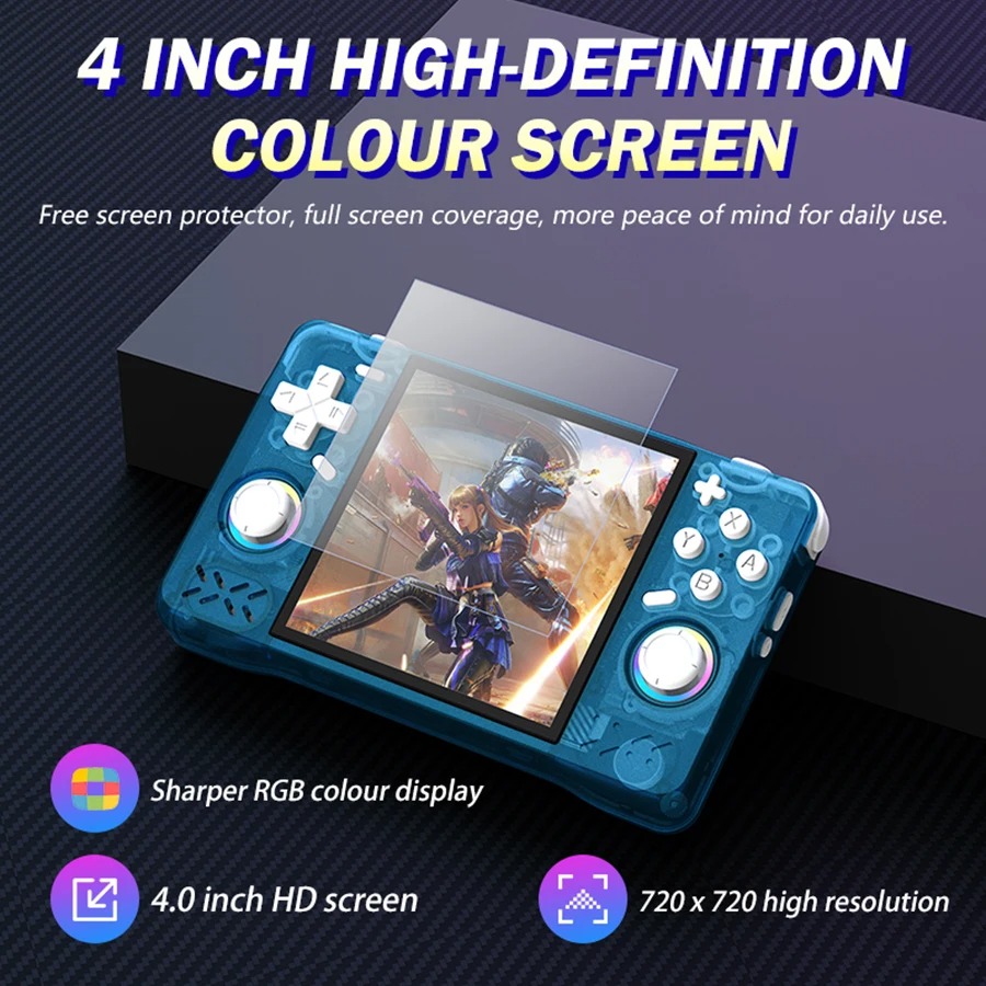 Retro Gaming System - XF40H Retro-Handheld-Videospielkonsole, Linux-System, 4-Zoll-IPS-Bildschirm, tragbarer Mini-Handheld-Videoplayer,