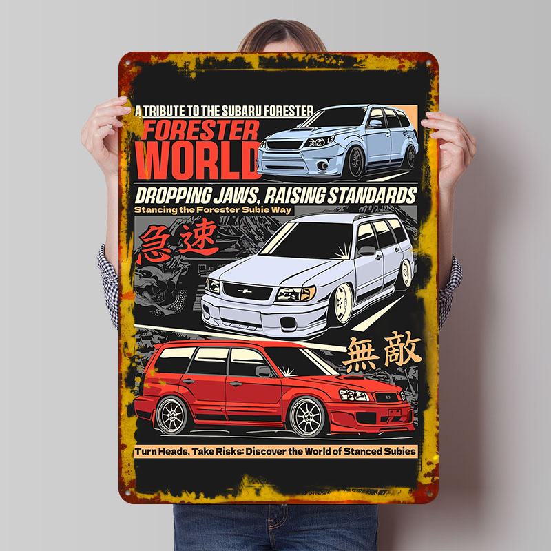 World Of Retro Gaming - Sportwagen Forester Welt Metallposter Personalisierte Wandkunst