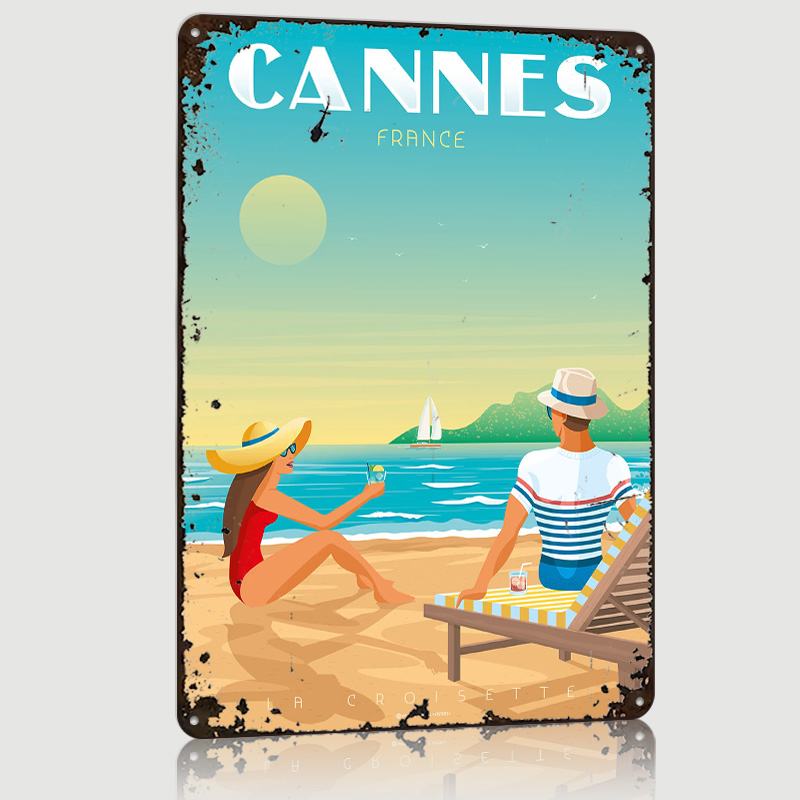 Retro Gaming France - Cannes Frankreich Poster Maßgefertigte Vintage Metallschilder