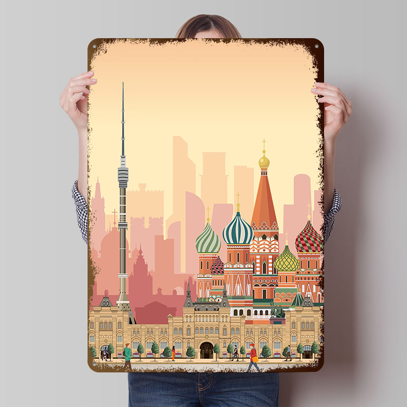 Retro Poster Gaming - Moskau Reise-Poster Bedrucktes Poster Individualisierte Retro