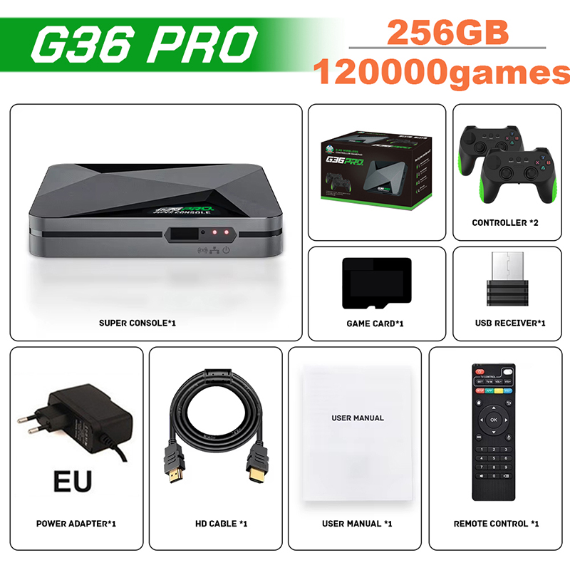 Retro Gaming Tv Box - Super G36 Pro Spielkonsole 256G 120000+