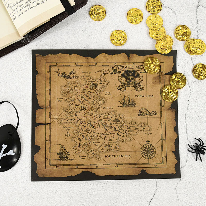 Retro Poster Gaming - Piraten-Abenteuer Schatzsuche-Karte Retro Kraftpapier Poster Karten