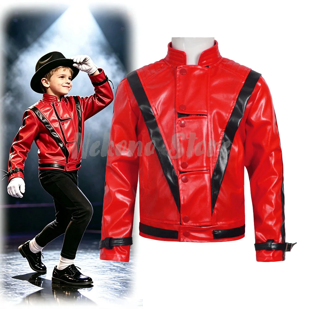 Retro Gaming Jacket - Michael Jackson Thriller Gruselkostüm Rote Lederjacke