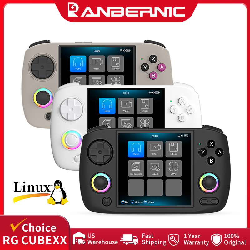 Retro Gaming System - ANBERNIC RG CubeXX Handheld-Spielekonsole, 3,95-Zoll-IPS-Bildschirm, 64-Bit-Linux-System,