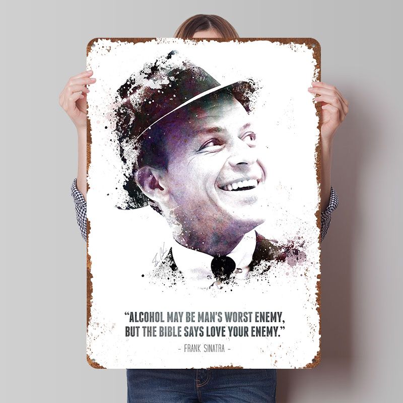 Retro Gaming Quotes - Frank Sinatra und sein Zitat. Metallposter