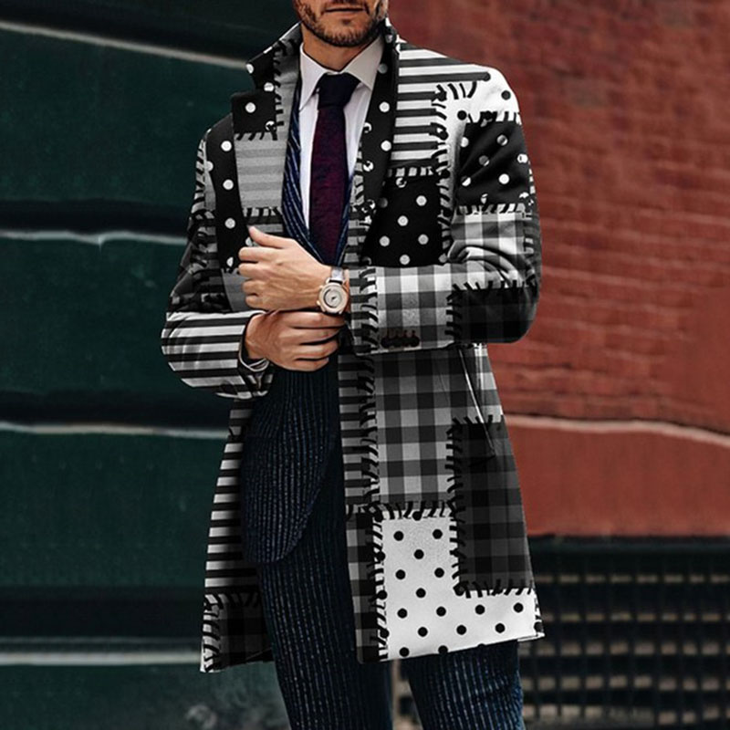 Retro Gaming Jacket - Retro Grafik Geo Print Colorblock Mantel