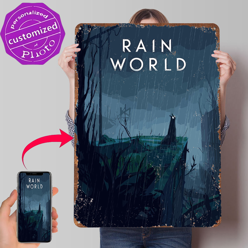World Of Retro Gaming - Rain World Spiel-Cover-Art Blechposter Individualisierte Wandkunst