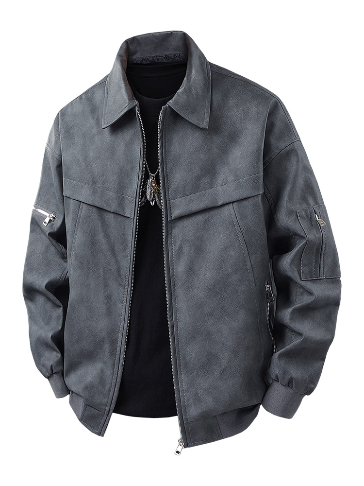 Retro Gaming Jacket - Asiatische Größen Herren Retro Lederbomberjacke Kurze
