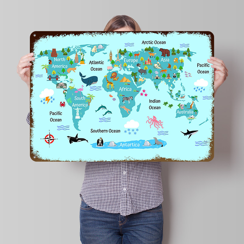 World Of Retro Gaming - Weltkarte für Kinder als Poster, Individuelle