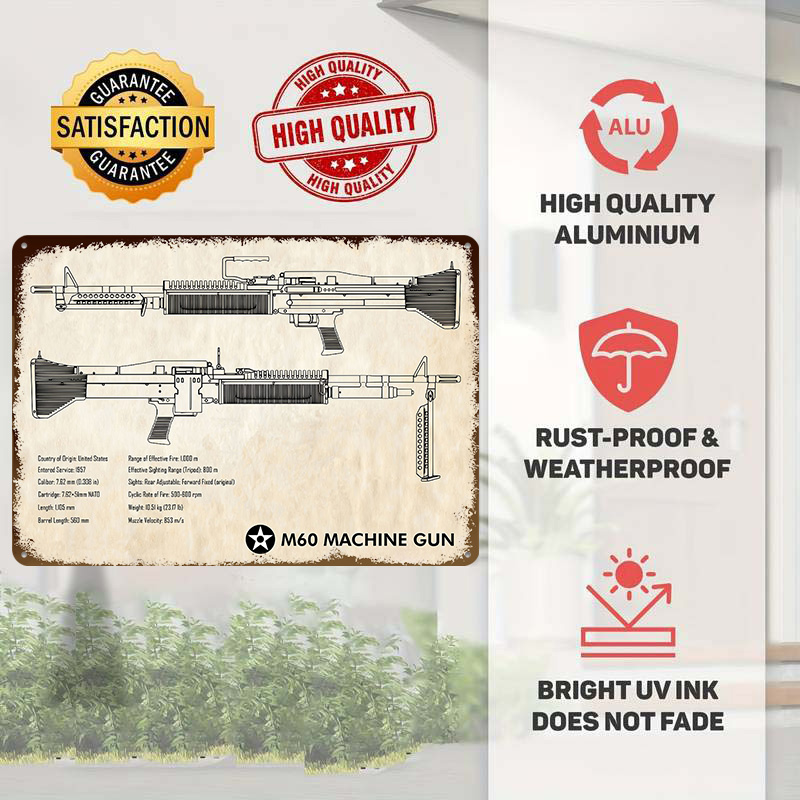 M60 Maschinengewehr Blechposte – Retro Gaming Gun Bewertung und Preis