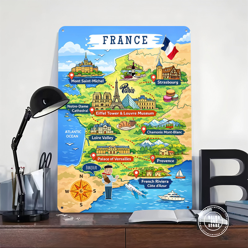 Frankreich Reisekarte Cartoon  – Retro Gaming France Bewertung und Preis